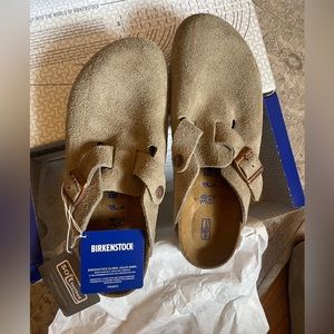 Birkenstock Boston Clog Taupe Suede 38 NEW